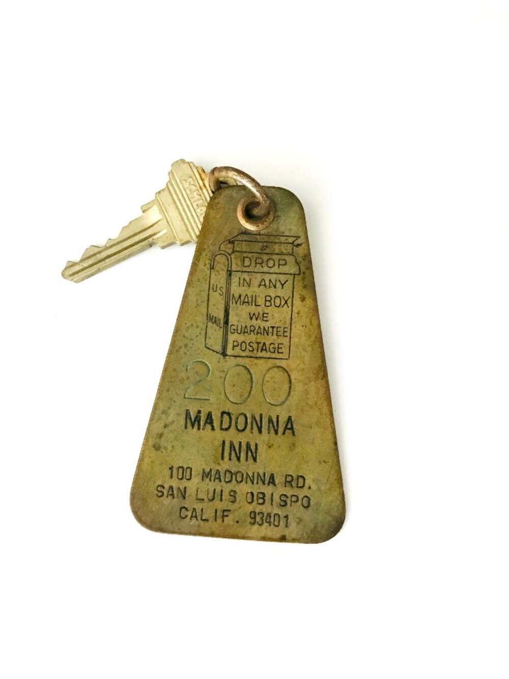 Vintage Madonna Inn Hotel Key Brass Fob #200 Original San Luis Obispo CA USA